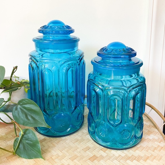Vintage Other - 1960s L E Smith Moon and Stars Blue Canisters